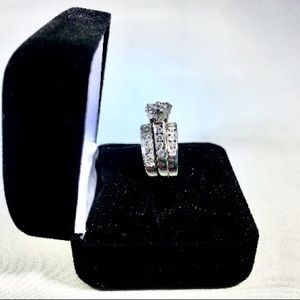 14kt. 3-Ring Diamond White Gold Wedding Ring Set